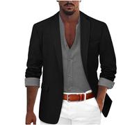 Tweed Jacket for Men, Summer Mens Blazers Smart Casual Loose Fit 1 Button Suit Blazer for Work Dinner Bussiness Leisure Chore Jackets Black 3XL
