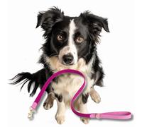 Tweed & Pink Leather Dog Lead, Medium Dogs & Puppies, Handcrafted in UK, Vegetable-Dyed Italian Leather and Genuine Harris Tweed Luxury Designer Pet Leash (Pink, Medium)