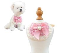 Tweed Plaid Dog Costume Adjustable Neck Bandana 25.2” Soft Doggie Birthday Wedding for Small Medium Large Cats (Sweet Pink, Neck Within 25.2”)