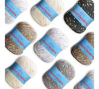Tweed Twinkles Super Soft Textured Knitting Crochet Yarn, 8 Balls (632 metres/400 Grams), DK Light Worsted #3 (Neutral Pack)