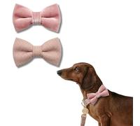 Tweed & Velvet Dog Bow Ties - Set of 2 Elegant Dog Collar Accessories - Chic and Classic Style, Easy Elastic Attachment