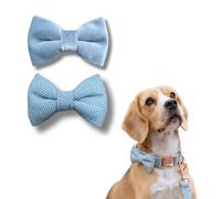 Tweed & Velvet Dog Bow Ties - Set of 2 Elegant Dog Collar Accessories - Chic and Classic Style, Easy Elastic Attachment