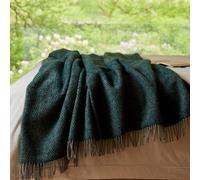 Tweedmill Beehive Blanket/Throw Emerald & Grey 150x240cm 100% Pure New Wool Made in the UK