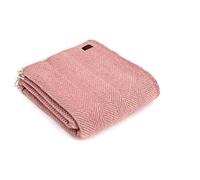 Tweedmill British-Made Herringbone Wool Throw - Dusky Pink & Grey - Large 183cm x 150cm