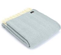 Tweedmill Fishbone Duck Egg Blue 100% Wool Throw