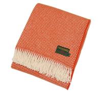Tweedmill Geometric Throw Burnt Orange 100% Pure New Wool British Luxury Blanket