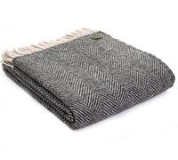 Tweedmill Herringbone Charcoal & Silver 100% Wool Throw
