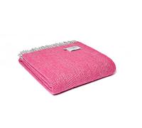 Tweedmill Herringbone Throw 100% Pure New Wool - Cerise Pink & Silver