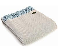 Tweedmill KNEE RUG Throw Blanket -100% Pure New Wool - BRITISH MADE - Herringbone Duck Egg & Fawn