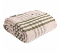 Tweedmill Lifestyle Hex Check Blanket/Throw - Olive - 150x240cm - 100% New Pure Wool Made in UK