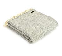 Tweedmill Luxury Throw Blanket - 100% Pure New Wool - Lifestyle FISHBONE (SILVER GREY)