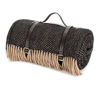 Tweedmill Polo Large Pure New Wool Picnic Blanket Herringbone Vintage and Brown 150x183cm