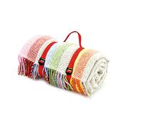 Tweedmill Polo Picnic Rug with Waterproof Backing - Rainbow Grey Stripe