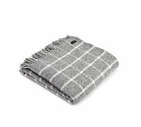 Tweedmill Pure New Wool Chequered Check Throw - Grey
