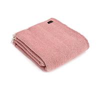 Tweedmill Pure New Wool Herringbone Throw - Dusky Pink/Pearl