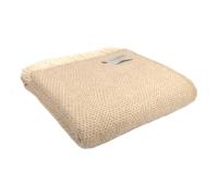 Tweedmill Textiles 100% Pure New Wool Beehive Throw, Oatmeal, 150x180cm, Beige