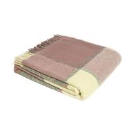 Tweedmill Textiles 100% Pure New Wool Block Check Throw, Charcoal/Dusky Pink, 150x180cm