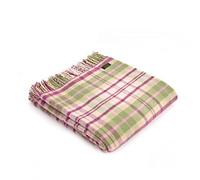 Tweedmill Textiles 100% Pure New Wool Cottage Check Throw, Pink, 150x180cm