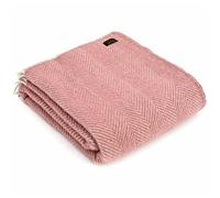 Tweedmill Textiles 100% Pure New Wool Herringbone Throw, Pink/Pearl, 150x180cm