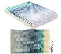 Tweedmill Textiles 100% Pure New Wool Ombre Throw, Seaside Blue, 150x180cm