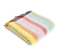 Tweedmill Textiles 100% Pure New Wool Rainbow Stripe Throw, Multi, 150x180cm,Grey