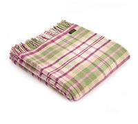 Tweedmill Textiles 100% Pure Wool Blanket Check Design in Cottage Check Pink | Made in UK Warm & Soft Natural Wool Throw