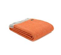 Tweedmill Textiles 100% Pure Wool Blanket Illusion Design in Pumpkin Orange and Silver Grey | Made in UK Warm & Soft Natural Wool Throw