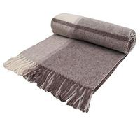 Tweedmill Textiles Block Check - pure new wool - knee rug throw blanket - Brown Beige Cream - BRITISH MADE
