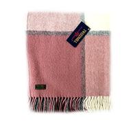 Tweedmill Textiles Block Check Pure New Wool throw - Dusky Pink/Charcoal BRITISH MADE