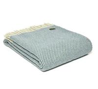 Tweedmill Textiles Diagonal Stripe Pure New Wool Throw - Petrol Blue - British Made