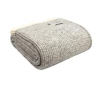 Tweedmill Textiles EXTRA LARGE 100 Percent Pure New Wool Waffle King Size Blanket Throw (Silver Grey & Cream), 140 x 240 cms