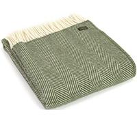 Tweedmill Textiles Fishbone KNEE RUG Throw Blanket -100% Pure New Wool - BRITISH MADE - OLIVE