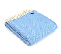 Tweedmill Textiles Fishbone KNEE RUG Throw Blanket -100% Pure New Wool - BRITISH MADE - SEA BLUE