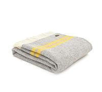 Tweedmill Textiles Herringbone 2 stripe pure new wool throw - grey/yellow