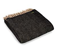 Tweedmill Textiles Herringbone KNEE RUG Throw Blanket -100% Pure New Wool - BRITISH MADE - VINTAGE BLACK/BEIGE
