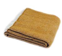 Tweedmill Textiles Herringbone Mustard Yellow Pure New Wool Blanket Throw Rug BRITISH MADE