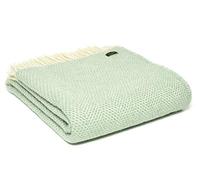 Tweedmill Textiles Honeycomb Pure New Wool Blanket Throw - Ocean Green - British Made