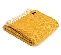 Tweedmill Textiles Honeycomb pure new wool blanket throw rug - Golden Yellow - BRITISH MADE