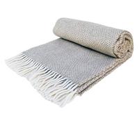 Tweedmill Textiles Honeycomb - pure new wool - knee rug throw small blanket - Oatmeal - BRITISH MADE