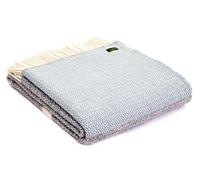 Tweedmill Textiles Illusion panel pure new wool blanket throw - grey/duck egg blue