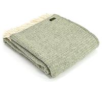 Tweedmill Textiles Illusion pure new wool blanket throw rug - Green/Grey BRITISH MADE