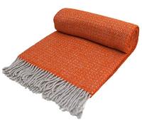 Tweedmill Textiles Illusion pure new wool knee rug throw small blanket - Pumpkin BRITISH MADE