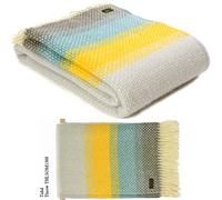 Tweedmill Textiles Ombre Ombré Throw Blanket -100% Pure New Wool - BRITISH MADE - TIDAL BLUE/YELLOW