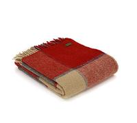 Tweedmill Textiles Throw Blanket -100% Pure New Wool - BRITISH MADE - Block Check Red/Slate