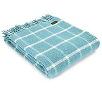 Tweedmill Textiles Windowpane Check - 100% Pure New Wool Throw/Blanket - Spearmint Blue - British Made