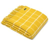 Tweedmill Textiles Windowpane Check Pure New Wool Blanket Throw - Mustard Yellow - British made