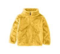 Tween Fleece Jacket Kids Cozy Sherpa Full Zip Jackets Winter Warm Plush Outwear Boys Girls Stand Up Collar Jackets Utility Long Sleeve Thermal Fleece Coats Workout Running Yellow 9-10 Years