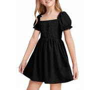 Tween Girls' Dresses Elegant Ruffle Sleeve Kids Dress for Girls Teenagers Ladies Casual Summer Dresses, Black 13-14 Years