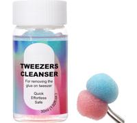 Tweezer Cleaner,Eyelash Extension Tweezers Cleaner,Eyelash Extension Tweezers Cleaning Tool,Lash Adhesive Remover with Sponge Ball,Eyela/sh Curler Cleane/r,Clea/ning Glue Lashes Tweeze/rs Liquid,30ml