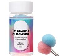 Tweezer Cleaner,Eyelash Extension Tweezers Cleaner,Eyelash Extension Tweezers Cleaning Tool,Lash Adhesive Remover with Sponge Ball,Eyela/sh Curler Cleane/r,Clea/ning Glue Lashes Tweeze/rs Liquid,30ml